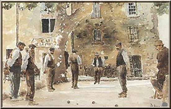 Petanque gravure ancienne cadre
